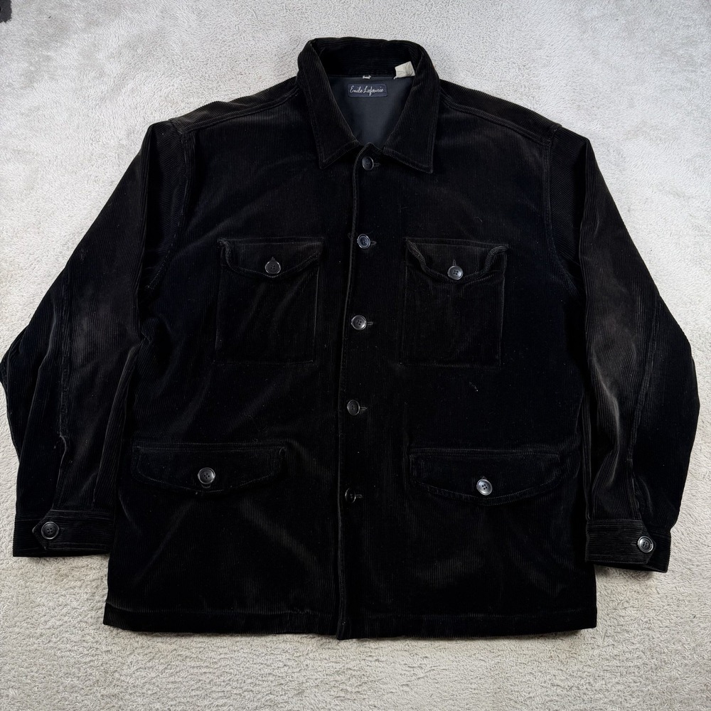Emile Lafaurie Jacket Mens XL Black Corduroy Painter Field Chore Barn Ranch Coat